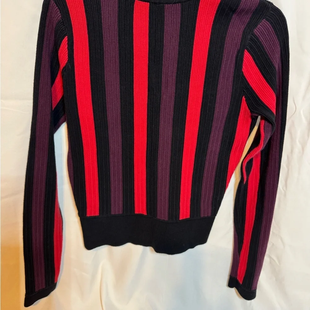 CAbi Red and Black Striped Cardigan Sweater - Picture 3 of 7